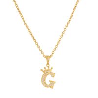 Simple Style Letter Crown Stainless Steel Rhinestone Plating Pendant Necklace 1 Piece sku image 10