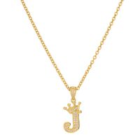 Simple Style Letter Crown Stainless Steel Rhinestone Plating Pendant Necklace 1 Piece sku image 12