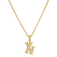 Simple Style Letter Crown Stainless Steel Rhinestone Plating Pendant Necklace 1 Piece sku image 16