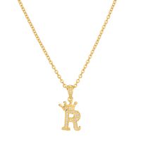 Simple Style Letter Crown Stainless Steel Rhinestone Plating Pendant Necklace 1 Piece sku image 20