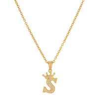 Simple Style Letter Crown Stainless Steel Rhinestone Plating Pendant Necklace 1 Piece sku image 21