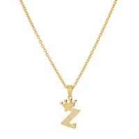 Simple Style Letter Crown Stainless Steel Rhinestone Plating Pendant Necklace 1 Piece sku image 3