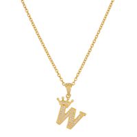 Simple Style Letter Crown Stainless Steel Rhinestone Plating Pendant Necklace 1 Piece sku image 25