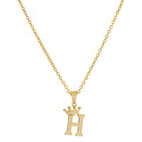 Simple Style Letter Crown Stainless Steel Rhinestone Plating Pendant Necklace 1 Piece sku image 1