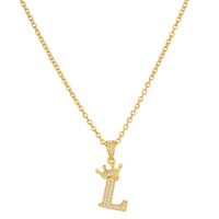 Simple Style Letter Crown Stainless Steel Rhinestone Plating Pendant Necklace 1 Piece sku image 14