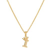 Simple Style Letter Crown Stainless Steel Rhinestone Plating Pendant Necklace 1 Piece sku image 11