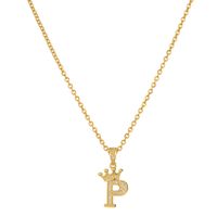 Simple Style Letter Crown Stainless Steel Rhinestone Plating Pendant Necklace 1 Piece sku image 18