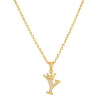 Simple Style Letter Crown Stainless Steel Rhinestone Plating Pendant Necklace 1 Piece sku image 2