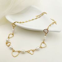 Fashion Heart Shape Stainless Steel Freshwater Pearl Plating Necklace 1 Piece main image 5