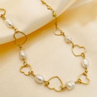 Fashion Heart Shape Stainless Steel Freshwater Pearl Plating Necklace 1 Piece main image 2
