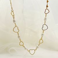 Fashion Heart Shape Stainless Steel Freshwater Pearl Plating Necklace 1 Piece main image 6