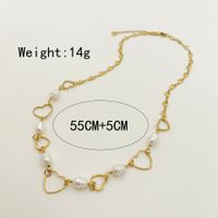 Fashion Heart Shape Stainless Steel Freshwater Pearl Plating Necklace 1 Piece main image 4