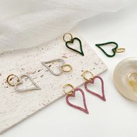 Fashion Heart Shape Stainless Steel Plating Zircon Drop Earrings 1 Pair main image 4