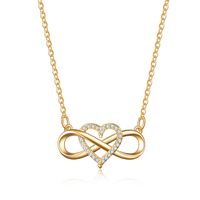 Fashion Infinity Heart Shape Copper Plating Hollow Out Inlay Zircon Necklace 1 Piece main image 1