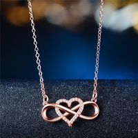 Fashion Infinity Heart Shape Copper Plating Hollow Out Inlay Zircon Necklace 1 Piece sku image 2