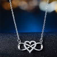 Fashion Infinity Heart Shape Copper Plating Hollow Out Inlay Zircon Necklace 1 Piece sku image 1