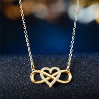 Fashion Infinity Heart Shape Copper Plating Hollow Out Inlay Zircon Necklace 1 Piece main image 2