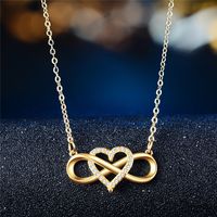 Mode Infini Forme De Cœur Le Cuivre Placage Évider Incruster Zircon Collier 1 Pièce main image 2