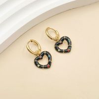 Fashion Heart Shape Stainless Steel Enamel Dangling Earrings 1 Pair sku image 4