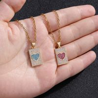 Fashion Heart Shape Copper Inlay Rhinestones Pendant Necklace 1 Piece main image 5