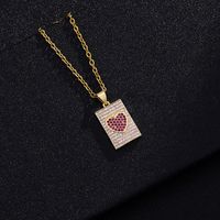 Fashion Heart Shape Copper Inlay Rhinestones Pendant Necklace 1 Piece sku image 1