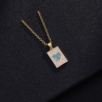 Fashion Heart Shape Copper Inlay Rhinestones Pendant Necklace 1 Piece sku image 2