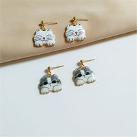 1 Pair Fashion Cat Alloy Enamel Women's Drop Earrings sku image 1