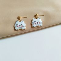 1 Pair Fashion Cat Alloy Enamel Women's Drop Earrings main image 4