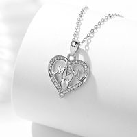 1 Piece Fashion Mama Letter Heart Shape Silver Plating Hollow Out Inlay Rhinestones Mother's Day Women's Pendant Necklace main image 4