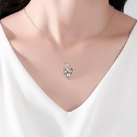 1 Piece Fashion Mama Letter Heart Shape Silver Plating Hollow Out Inlay Rhinestones Mother's Day Women's Pendant Necklace main image 3
