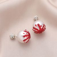 Funny Blood Stains Stainless Steel Pearl Ear Studs 1 Pair sku image 1
