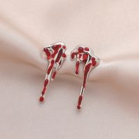 Funny Blood Stains Stainless Steel Pearl Ear Studs 1 Pair sku image 2