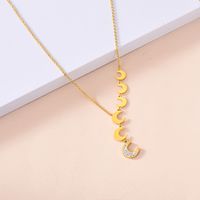 Fashion Moon Butterfly Stainless Steel Titanium Steel Plating Inlay Rhinestones Shell Layered Necklaces Necklace 1 Piece main image 4