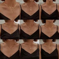 Fashion Moon Butterfly Stainless Steel Titanium Steel Plating Inlay Rhinestones Shell Layered Necklaces Necklace 1 Piece main image 1
