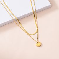 1 Piece Fashion Heart Shape Titanium Steel Layered Necklaces main image 5