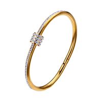 Fashion Solid Color Titanium Steel Inlay Rhinestones Bangle 1 Piece sku image 2