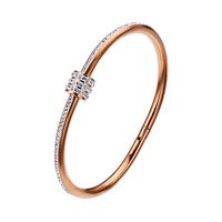 Fashion Solid Color Titanium Steel Inlay Rhinestones Bangle 1 Piece sku image 3