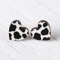 1 Pair Cute Animal Heart Shape Stainless Steel Wood Women's Ear Studs main image 2