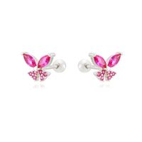1 Pair Cute Simple Style Butterfly Plating Inlay Copper Zircon White Gold Plated Gold Plated Ear Studs sku image 2