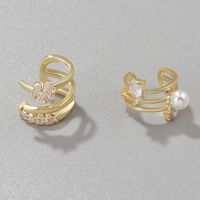 1 Piece Fashion C Shape Plating Inlay Copper Pearl Zircon Gold Plated Silver Plated Ear Clips main image 6
