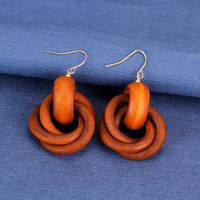 1 Pair Simple Style Solid Color Wood Women's Earrings sku image 3