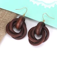 1 Pair Simple Style Solid Color Wood Women's Earrings sku image 1