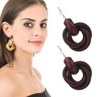 1 Pair Simple Style Solid Color Wood Women's Earrings main image 6