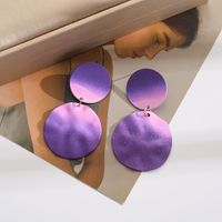 Wholesale Jewelry Vintage Style Geometric Round Gradient Color Metal Plating Drop Earrings sku image 24
