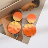Wholesale Jewelry Vintage Style Geometric Round Gradient Color Metal Plating Drop Earrings sku image 22