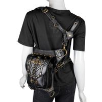 Men's Vintage Style Solid Color Pu Leather Waist Bags main image 5