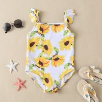 Girl's Cute Sunflower Nylon Polyester One Pieces sku image 1