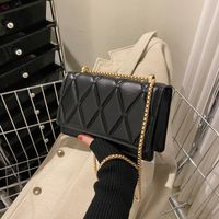 Women's Medium Summer Pu Leather Solid Color Lingge Streetwear Square Magnetic Buckle Square Bag main image 1