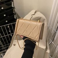 Women's Medium Summer Pu Leather Solid Color Lingge Streetwear Square Magnetic Buckle Square Bag main image 4
