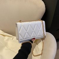Women's Medium Summer Pu Leather Solid Color Lingge Streetwear Square Magnetic Buckle Square Bag main image 6